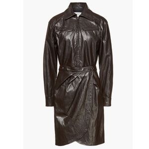 Ba&sh Sophia wrap effect crinkled faux leather dress